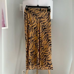 Madewell Silk Midi Slip Skirt in Tiger Stripe